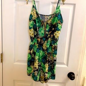Floral green romper